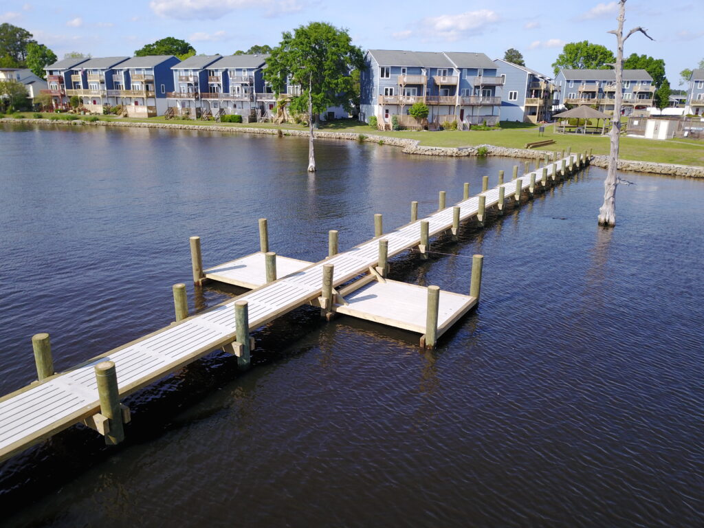 concrete dock, coastal waterway. Bobby Cahoon Marine Construction