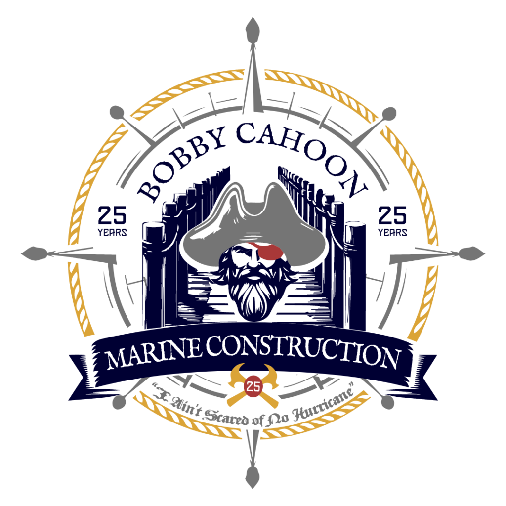 Bobby Cahoon Marine Construction logo, 25 Year Emblem